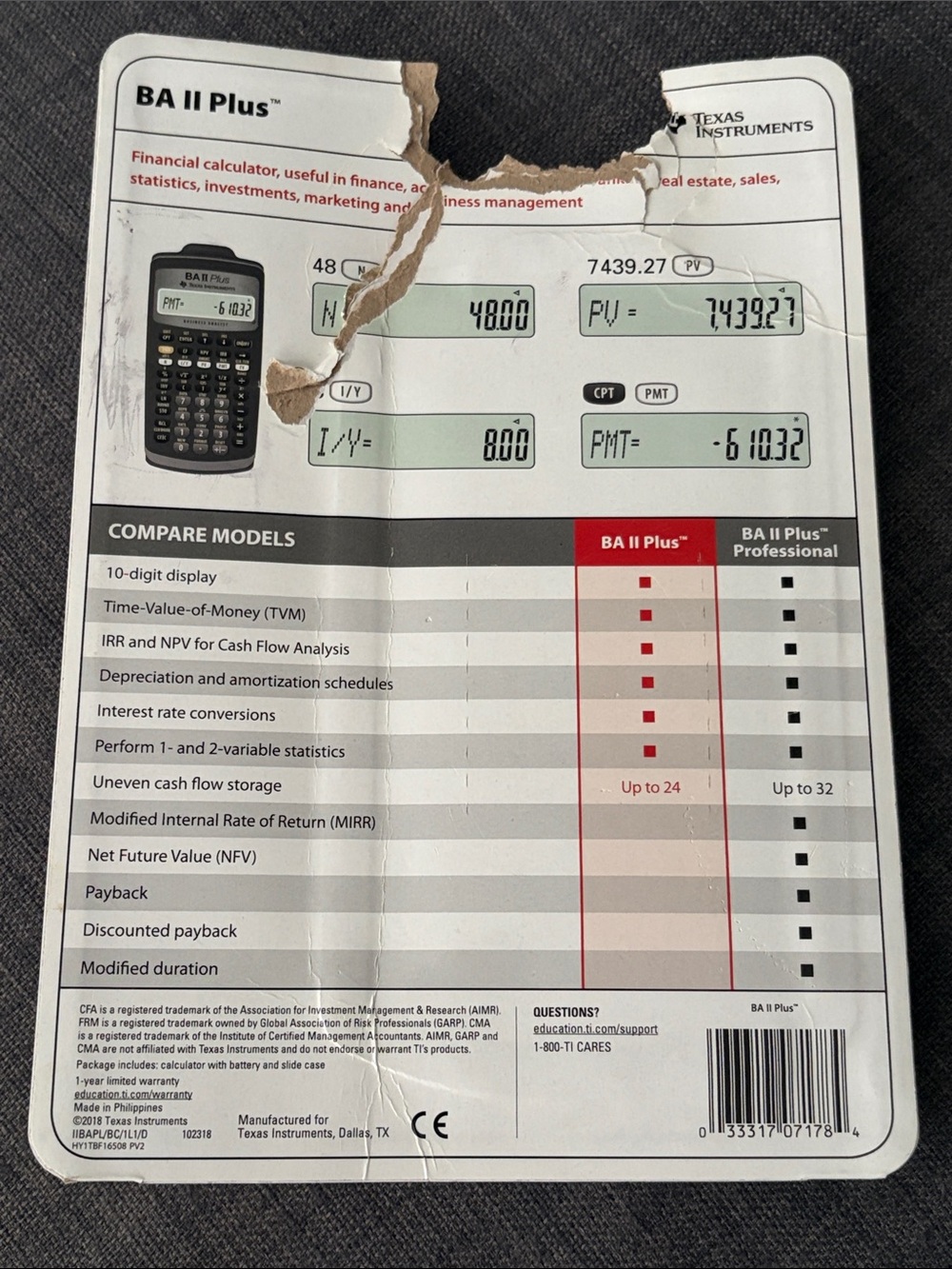 Texas Instruments BA II Plus Financial Calculator - Picture 4 of 4